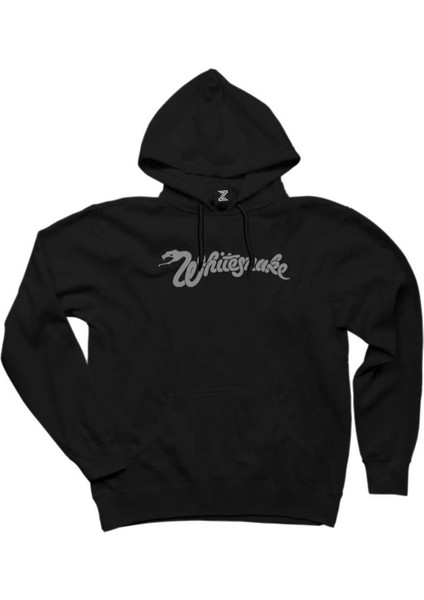 Whitesnake Logo Siyah Kapşonlu Sweatshirt Hoodie