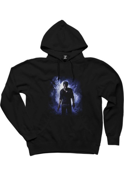 Uncharted 4 Nathan Drake Siyah Kapşonlu Sweatshirt Hoodie