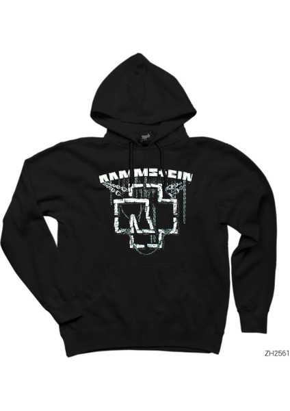 Rammstein Chain Logo Siyah Kapşonlu Sweatshirt Hoodie