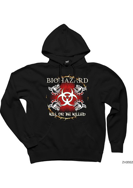 Biohazard Kill Or Be Killed Siyah Kapşonlu Sweatshirt Hoodie