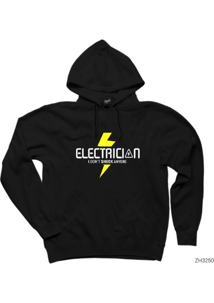 Elektrikçi Siyah Kapşonlu Sweatshirt Hoodie