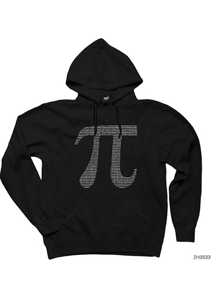 Pi Sayısı Siyah Kapşonlu Sweatshirt Hoodie