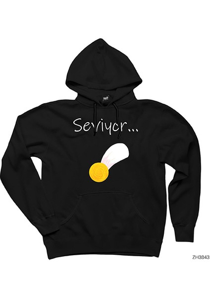 Seviyor Papatya Siyah Kapşonlu Sweatshirt Hoodie