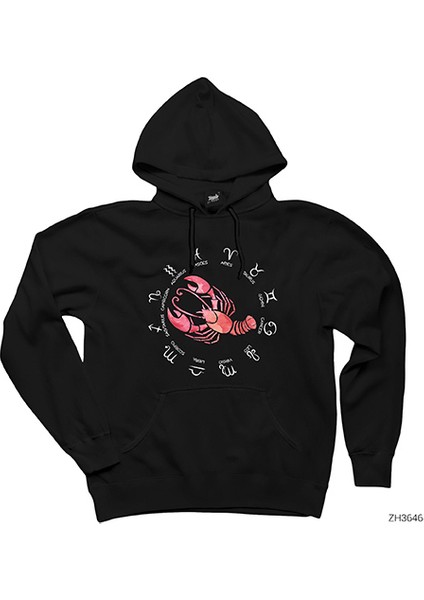 Yengeç Burcu Modern Siyah Kapşonlu Sweatshirt Hoodie