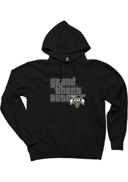 Grand Theft Auto Cobweb Logo Siyah Kapşonlu Sweatshirt Hoodie
