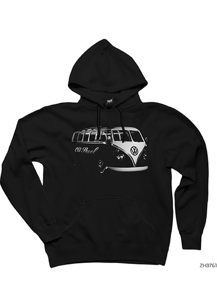 Volkswagen Bus Siyah Kapşonlu Sweatshirt Hoodie