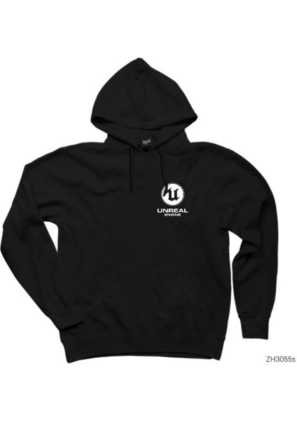 Unreal Engine Logo Siyah Kapşonlu Sweatshirt Hoodie