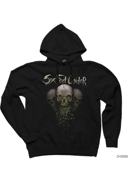 Six Feet Under Skulls Siyah Kapşonlu Sweatshirt Hoodie