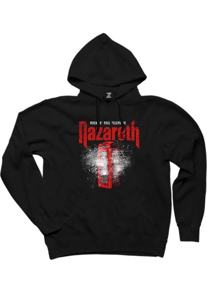 Nazareth Rock 'n' Roll Telephone Siyah Kapşonlu Sweatshirt Hoodie