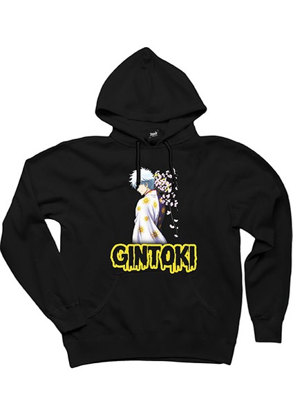 Gintama Sakata Gintoki Siyah Kapşonlu Sweatshirt Hoodie