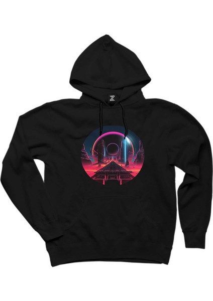 Techno Album World Siyah Kapşonlu Sweatshirt Hoodie