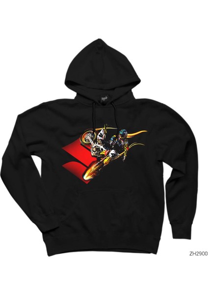 Suzuki Four Siyah Kapşonlu Sweatshirt Hoodie