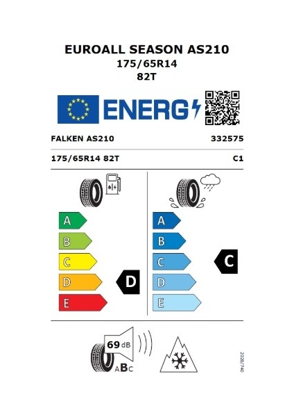 175/65 R14 82T Euroall Season AS210 4 Mevsim Oto Lastiği (Üretim Yılı:2024)