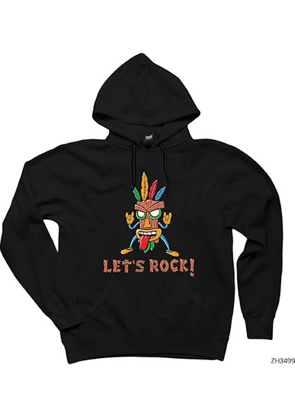 Lets Rock Siyah Kapşonlu Sweatshirt Hoodie