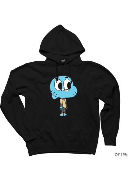 Gumball Siyah Kapşonlu Sweatshirt Hoodie