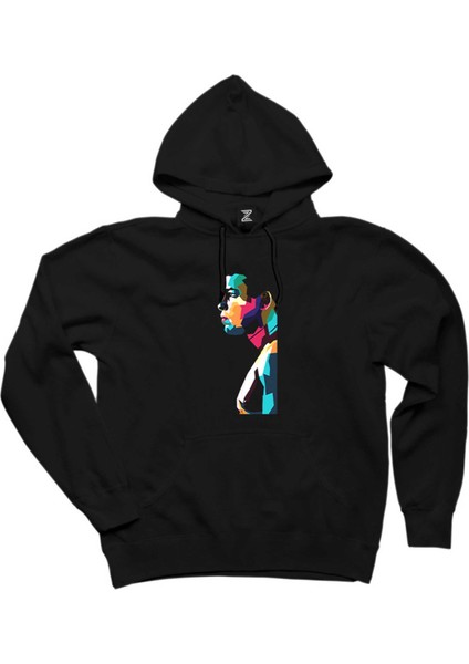 Muhammed Ali Portre Siyah Kapşonlu Sweatshirt Hoodie