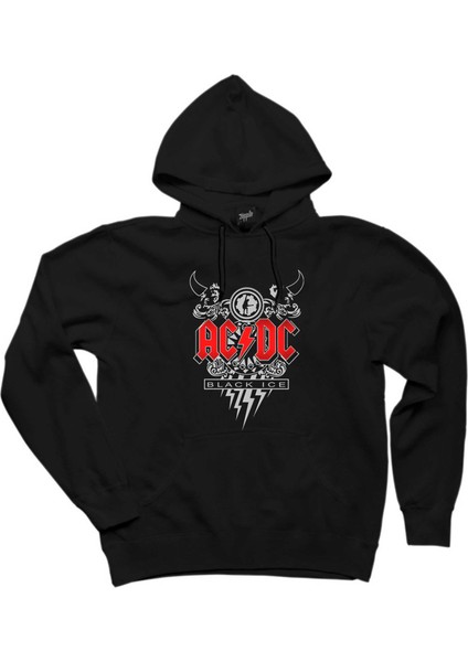 Ac Dc Black Ice Design Siyah Kapşonlu Sweatshirt Hoodie