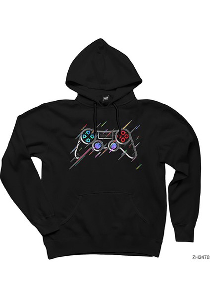 Oyun Kontrolcüsü Siyah Kapşonlu Sweatshirt Hoodie