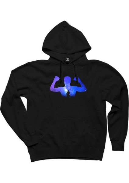 Muhammed Ali Galaksi Siyah Kapşonlu Sweatshirt Hoodie