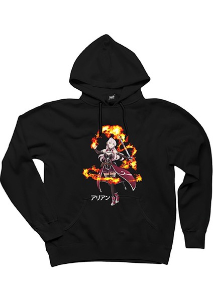 Gaikotsu Kishi Sama Ariane Glenys Maple Siyah Kapşonlu Sweatshirt Hoodie