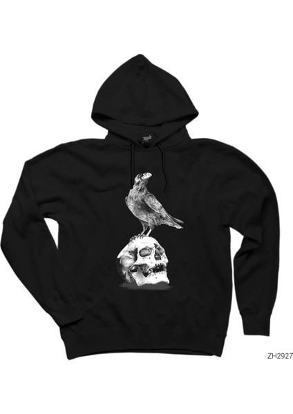 Kuzgun Siyah Kapşonlu Sweatshirt Hoodie