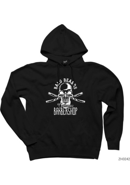 Barbershop Bald Beards Siyah Kapşonlu Sweatshirt Hoodie