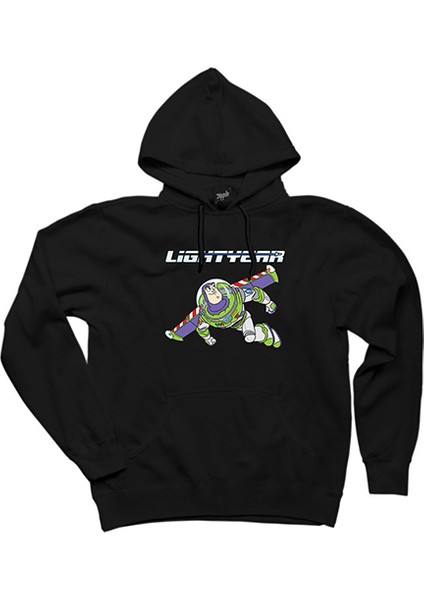 Buzz Lightyear Flying Siyah Kapşonlu Sweatshirt Hoodie