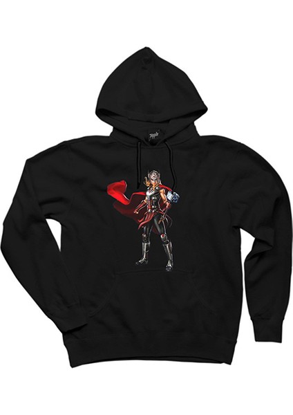 Thor Jane Foster Siyah Kapşonlu Sweatshirt Hoodie