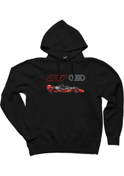 F1 Audi Logo Car Siyah Kapşonlu Sweatshirt Hoodie
