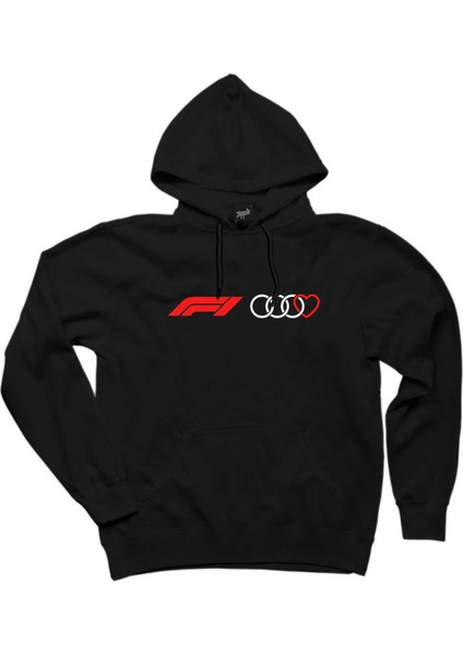 F1 Audi Love Siyah Kapşonlu Sweatshirt Hoodie