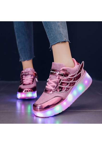 Kızlar Için LED Işıklı Paten Ayakkabıları Trend Açık Hava Spor Ayakkabıları (Yurt Dışından)