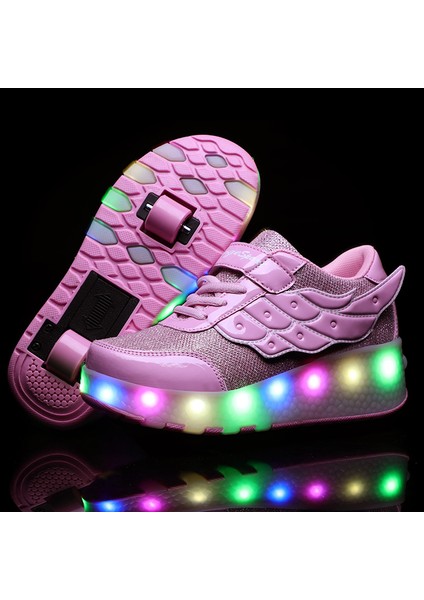 Kızlar Için LED Işıklı Paten Ayakkabıları Trend Açık Hava Spor Ayakkabıları (Yurt Dışından)