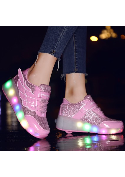 Kızlar Için LED Işıklı Paten Ayakkabıları Trend Açık Hava Spor Ayakkabıları (Yurt Dışından)