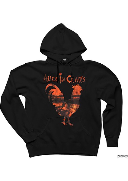 Alice In Chains Rooster Siyah Kapşonlu Sweatshirt Hoodie
