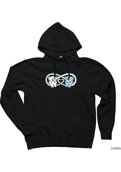 Fil Sonsuzluk Siyah Kapşonlu Sweatshirt Hoodie