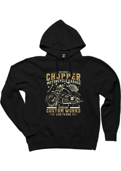 West Coast Chopper Motorcycle Siyah Kapşonlu Sweatshirt Hoodie