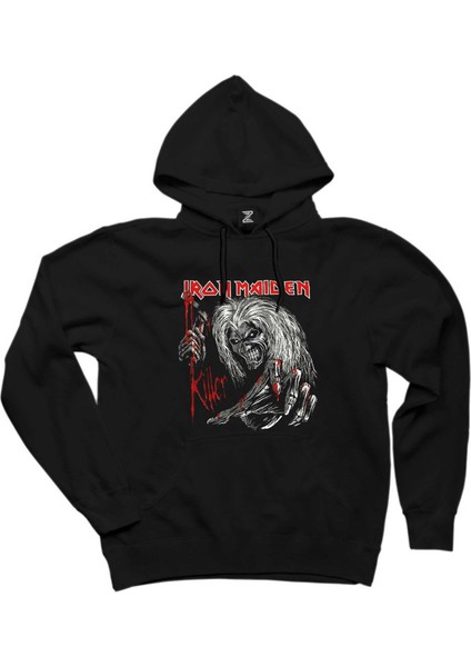 Iron Maiden Scary Zombie Siyah Kapşonlu Sweatshirt Hoodie