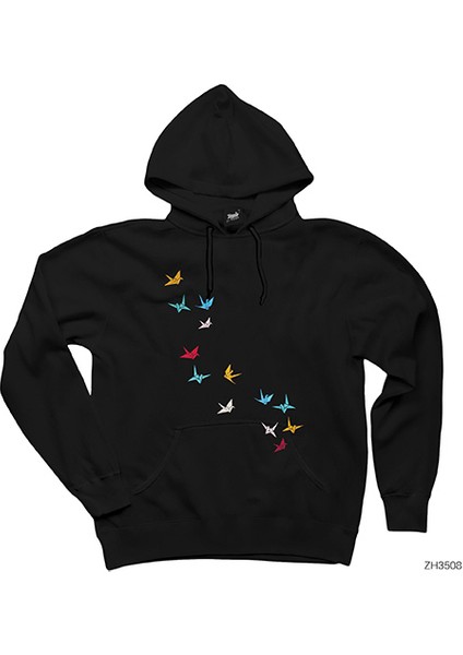 Flying Papers As Birds Siyah Kapşonlu Sweatshirt Hoodie