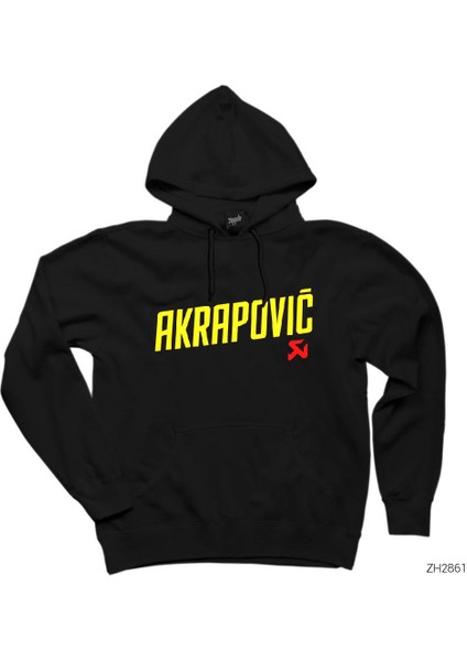 Akrapovic Logo Siyah Kapşonlu Sweatshirt Hoodie