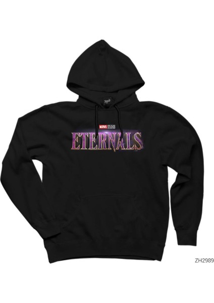 Eternals Logo Siyah Kapşonlu Sweatshirt Hoodie