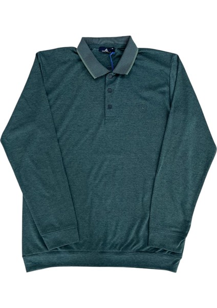 Erkek Normal Beden Polo Yaka Patlı Triko Yakalı Sol Göğüs Nakış Detaylı Sweatshırt