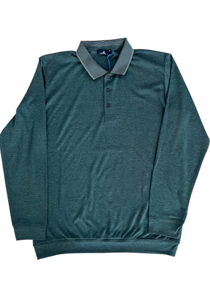 Erkek Normal Beden Polo Yaka Patlı Triko Yakalı Sol Göğüs Nakış Detaylı Sweatshırt