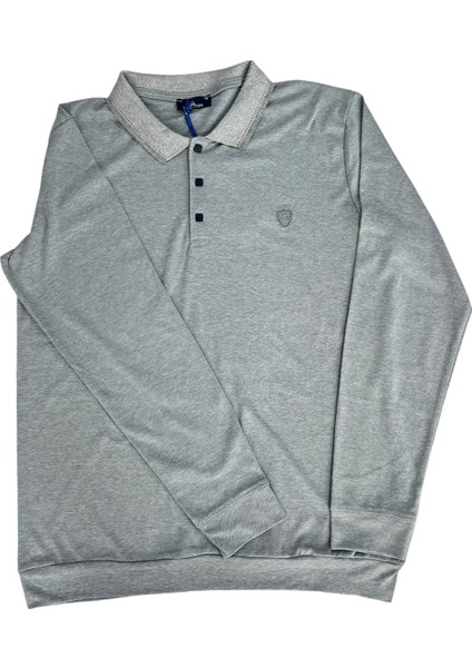 Erkek Normal Beden Polo Yaka Patlı Triko Yakalı Sol Göğüs Nakış Detaylı Sweatshırt modelleri