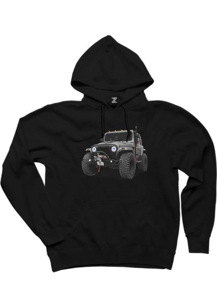 Jeep Cj Mahindra Siyah Kapşonlu Sweatshirt Hoodie