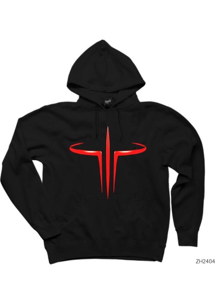 Quake 3 Siyah Kapşonlu Sweatshirt Hoodie