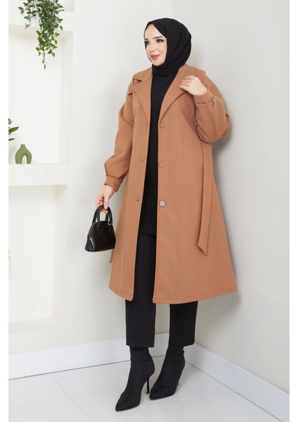 Kruvaze Yaka Balon Kol Kaşe Kaban modelleri