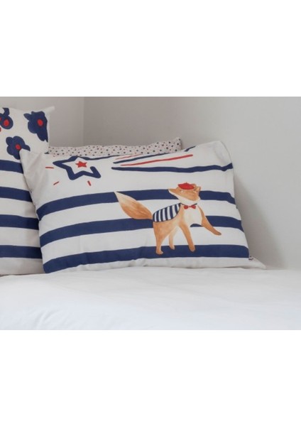 Carre Blanc Organik Pamuklu Ptitchic Çift Taraflı Yastık Kılıfı 1 Adet 50 x 70 cm