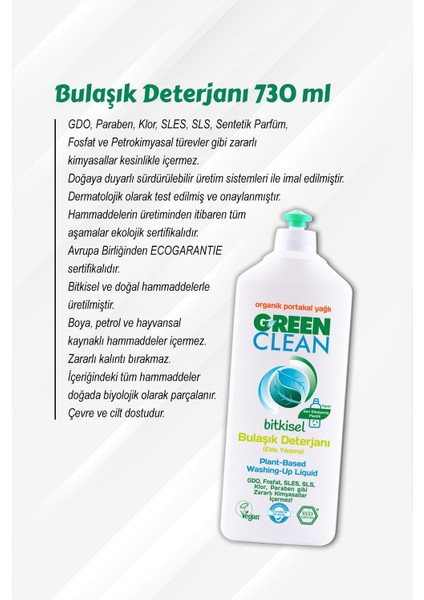 Green Clean Elde Bulaşık Deterjanı 730 ml ve Rosie Pamuk