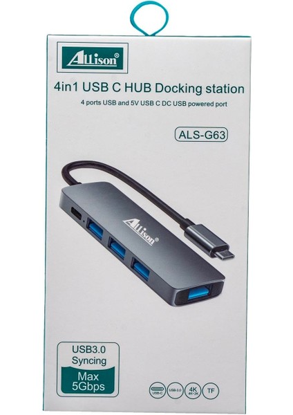 4'ü 1 Arada Usb-C Hub Docking Station – Yüksek Hızlı ve Çoklu Bağlantı Çözümü