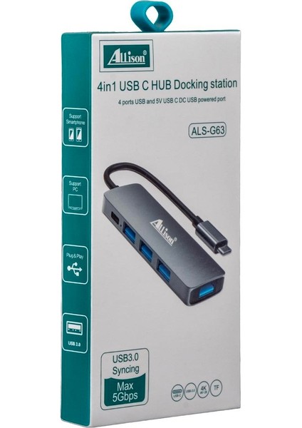 4'ü 1 Arada Usb-C Hub Docking Station – Yüksek Hızlı ve Çoklu Bağlantı Çözümü